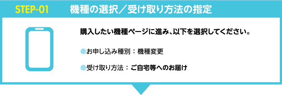 機種の選択／受け取り方法の指定