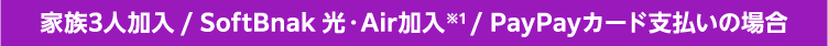 家族3人加入 / SoftBnak 光・Air加入※1 / PayPayカード支払いの場合